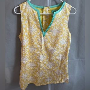 Sail to Sable V-Neck Tunic Sleeveless Shirt Cotton Linen Blend